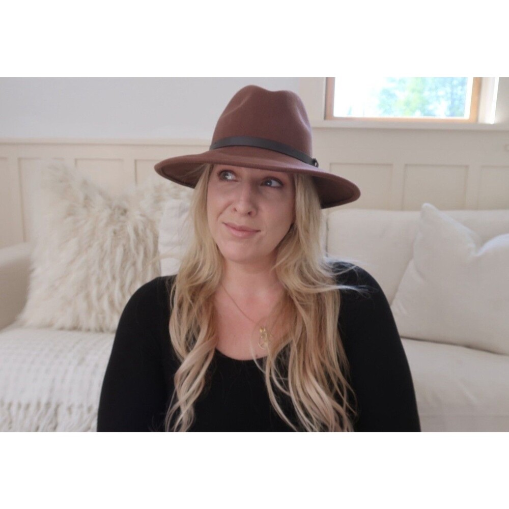 Urban Outfitters Women's Fedora Hat Size M 100% Wool Brown Mauve Floppy Brim